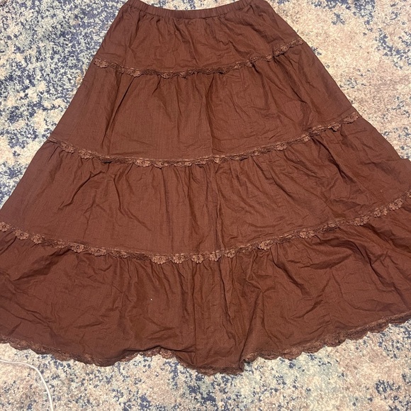 Boho Tiered Brown Maxi Skirt – SHEIN Size L - Picture 3 of 4